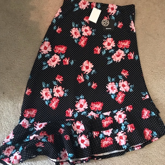 Bobeau Asymmetrical Floral Skirt - Picture 1 of 4